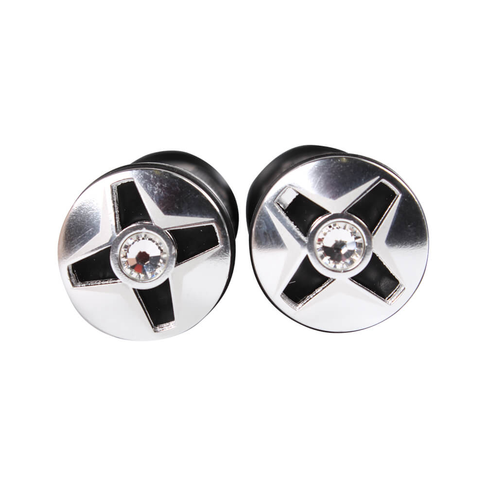 NCY Aluminum Rhinestone Grip Set (Silver, 7/8"); Universal - view 2