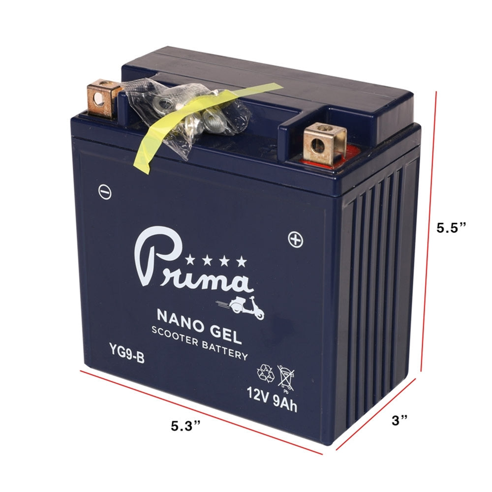 Prima YG9-B Gel Battery: YTX7A-BS / YT9B-BS Compatible - view 4