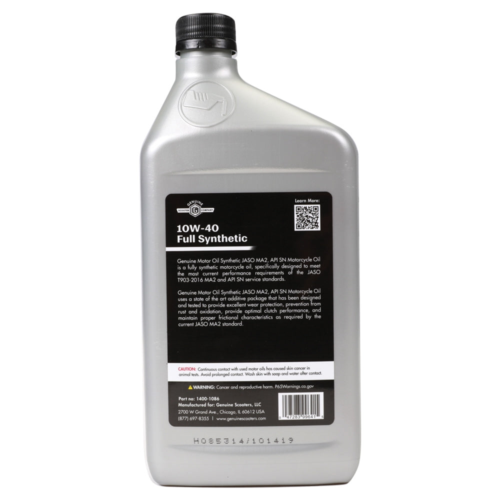 Genuine Motor Oil: 10W-40 JASO MA-2 Engine Oil; 1 Quart - view 2