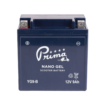 Prima YG9-B Gel Battery: YTX7A-BS / YT9B-BS Compatible