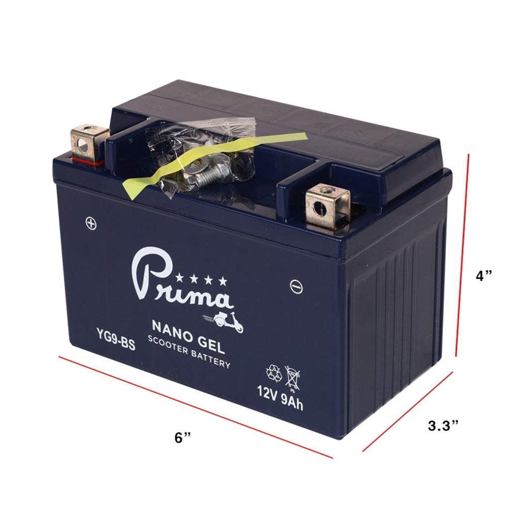 Prima Gel Battery (12V YG9-BS); Genuine Hooligan, SYM HD200 - view 4
