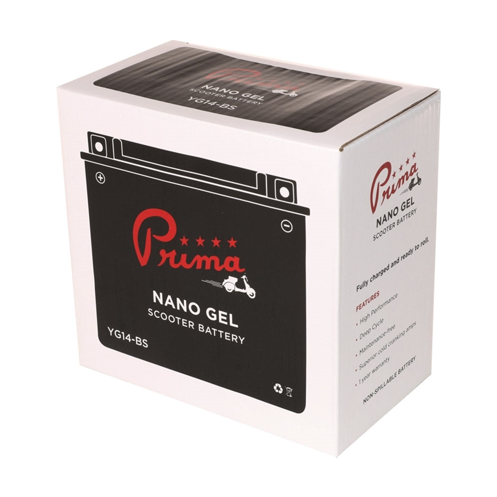 Prima Gel Battery (12V YG14-BS); Piaggio MP3, BV, Suzuki - view 3