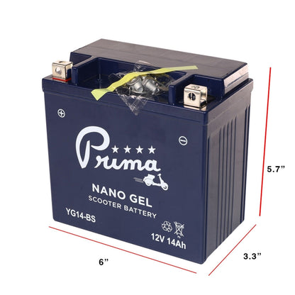 Prima Gel Battery (12V YG14-BS); Piaggio MP3, BV, Suzuki - view 4