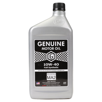 Genuine Motor Oil: 10W-40 JASO MA-2  Engine Oil; 1 Quart