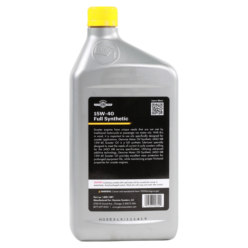 Genuine 15W-40 Full Synthetic Scooter Oil (JASO MB) - 1 Qt - view 3