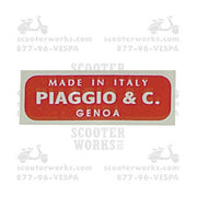 Piaggio & C. Decal; Late VNB,VBB,VNC,VBC,VLB,VSE